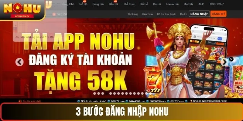 3 bước đăng nhập NOHU