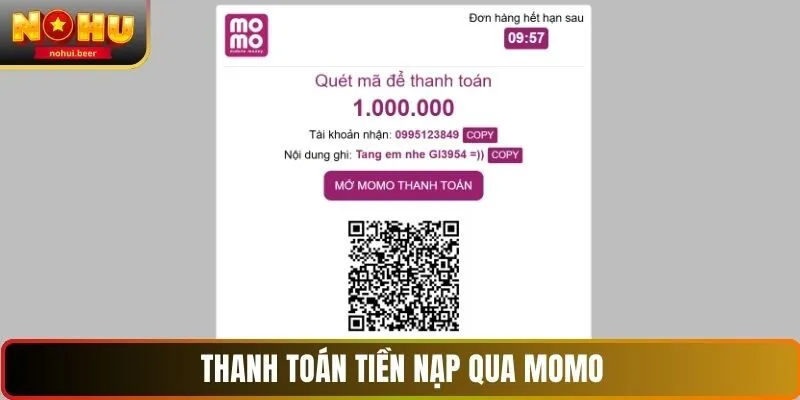 Thanh toán tiền nạp qua momo